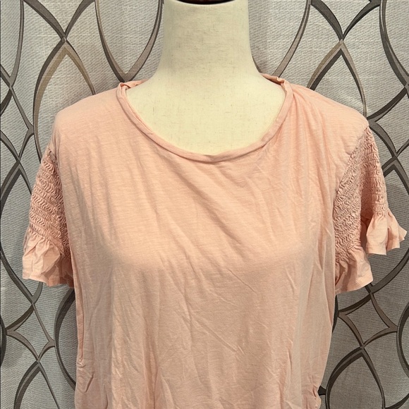 Gap Maternity Top XXL Pink Rouched Short Sleeve Women's Top - Picture 2 of 7